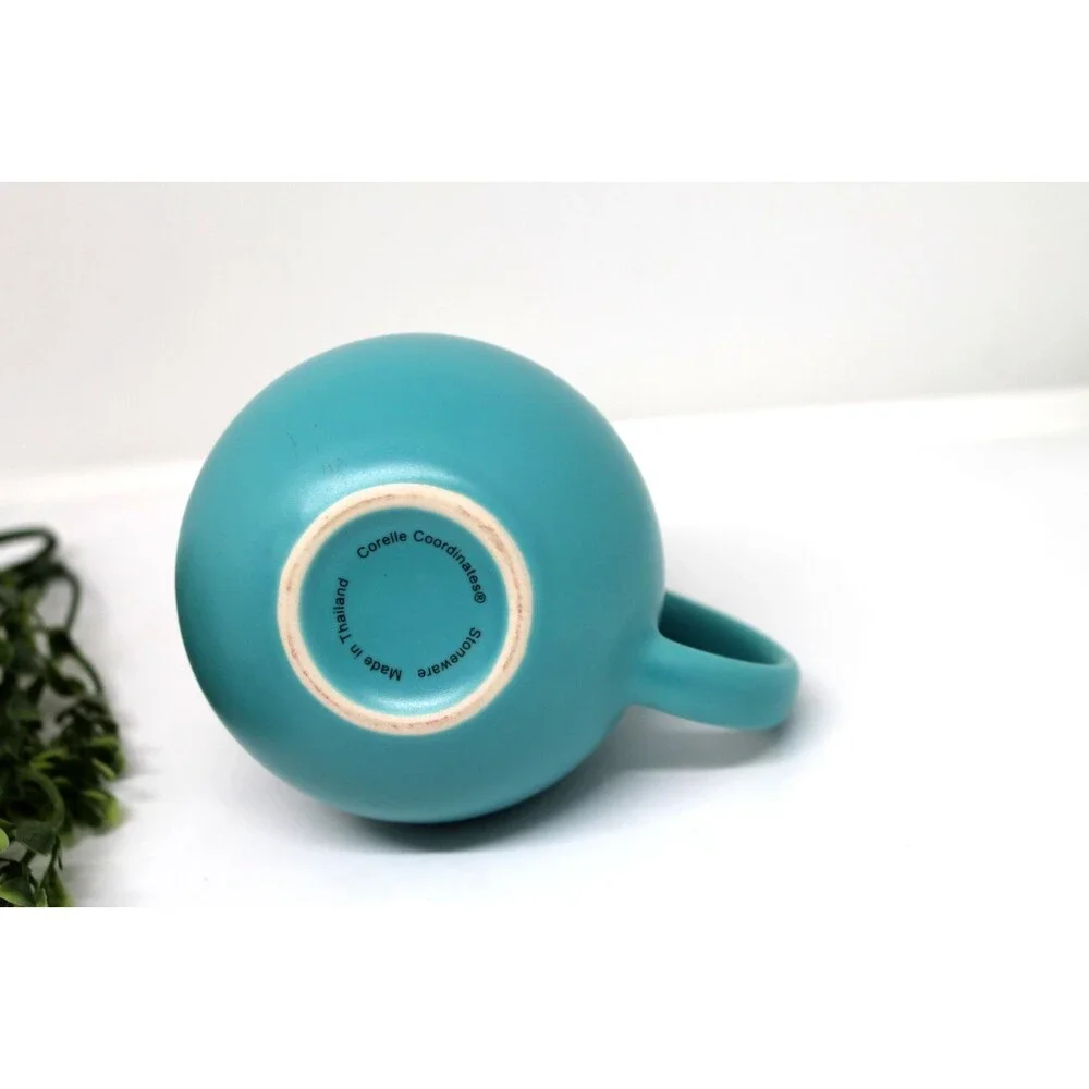 Corelle Coordinates Stoneware Pitcher/Vase Turquoise Blue 2.5